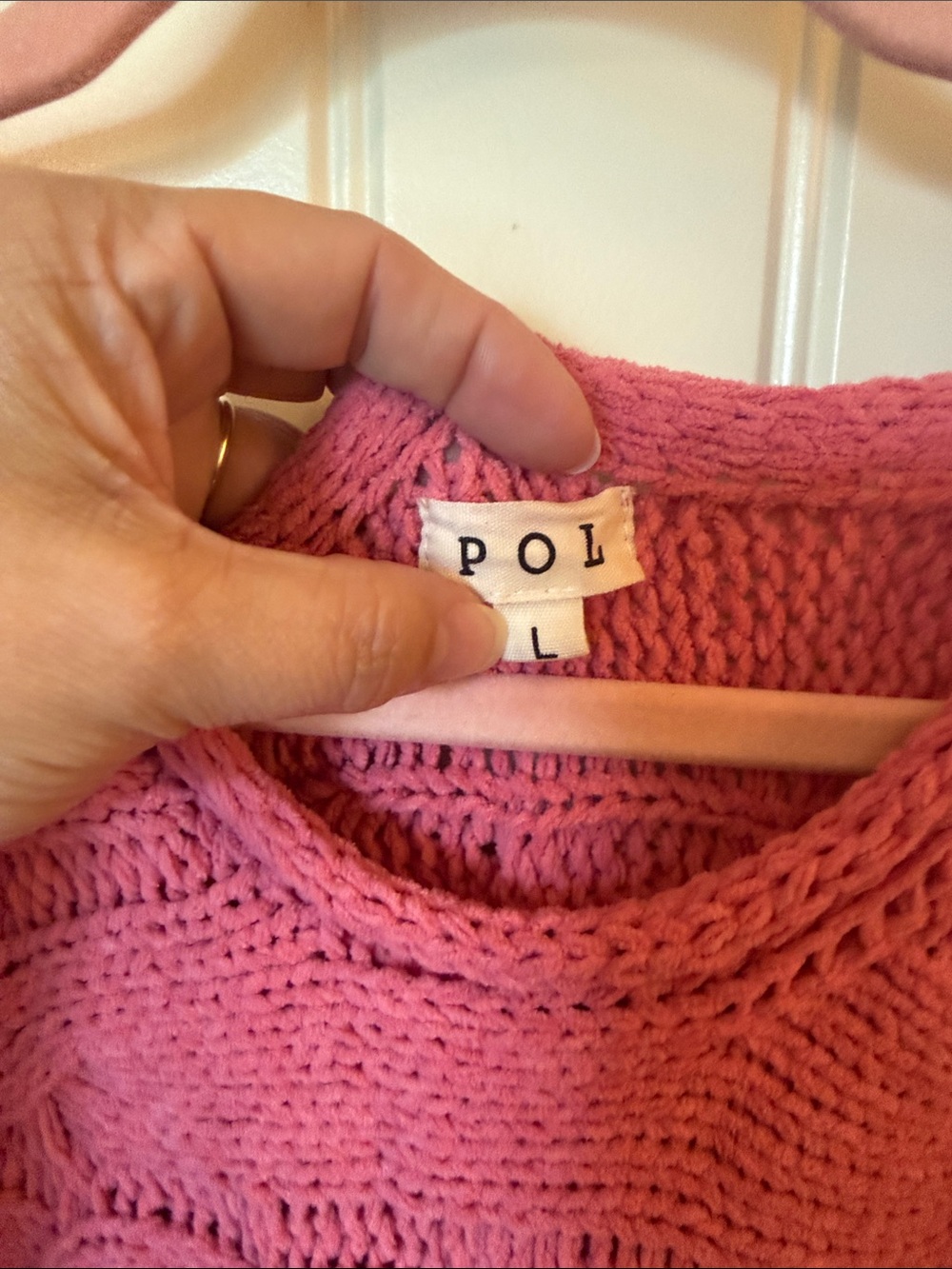 POL Women's Pink Cable Knit Sweater - Picture 2 of 6
